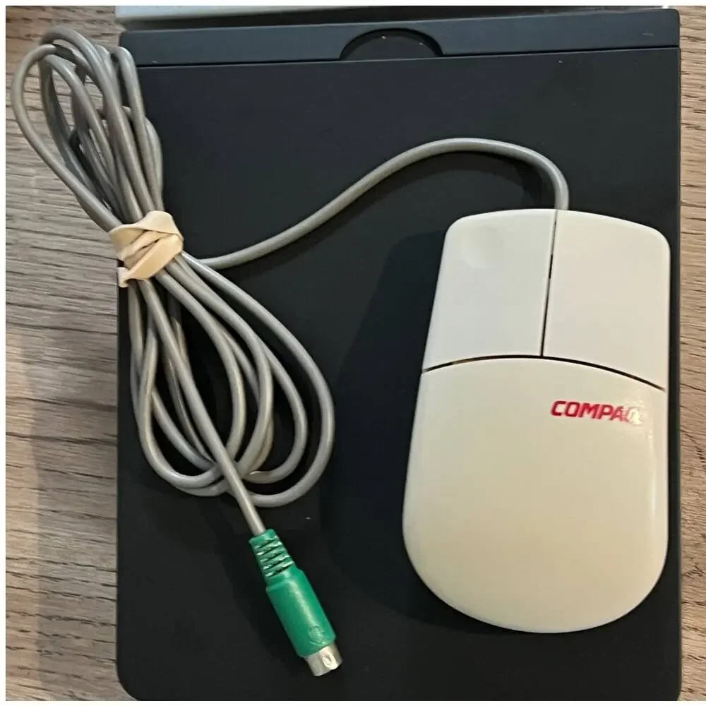 VTG Compaq Mechanical Ball Mouse PC PS/2 Beige 2-Button Retro Computing Hardware